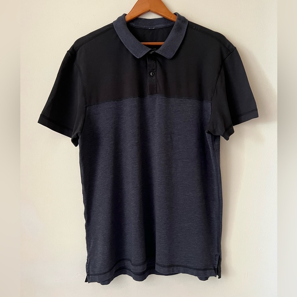 Lululemon Polo Shirt Men’s Size Large Black Colorblock Short Sleeve